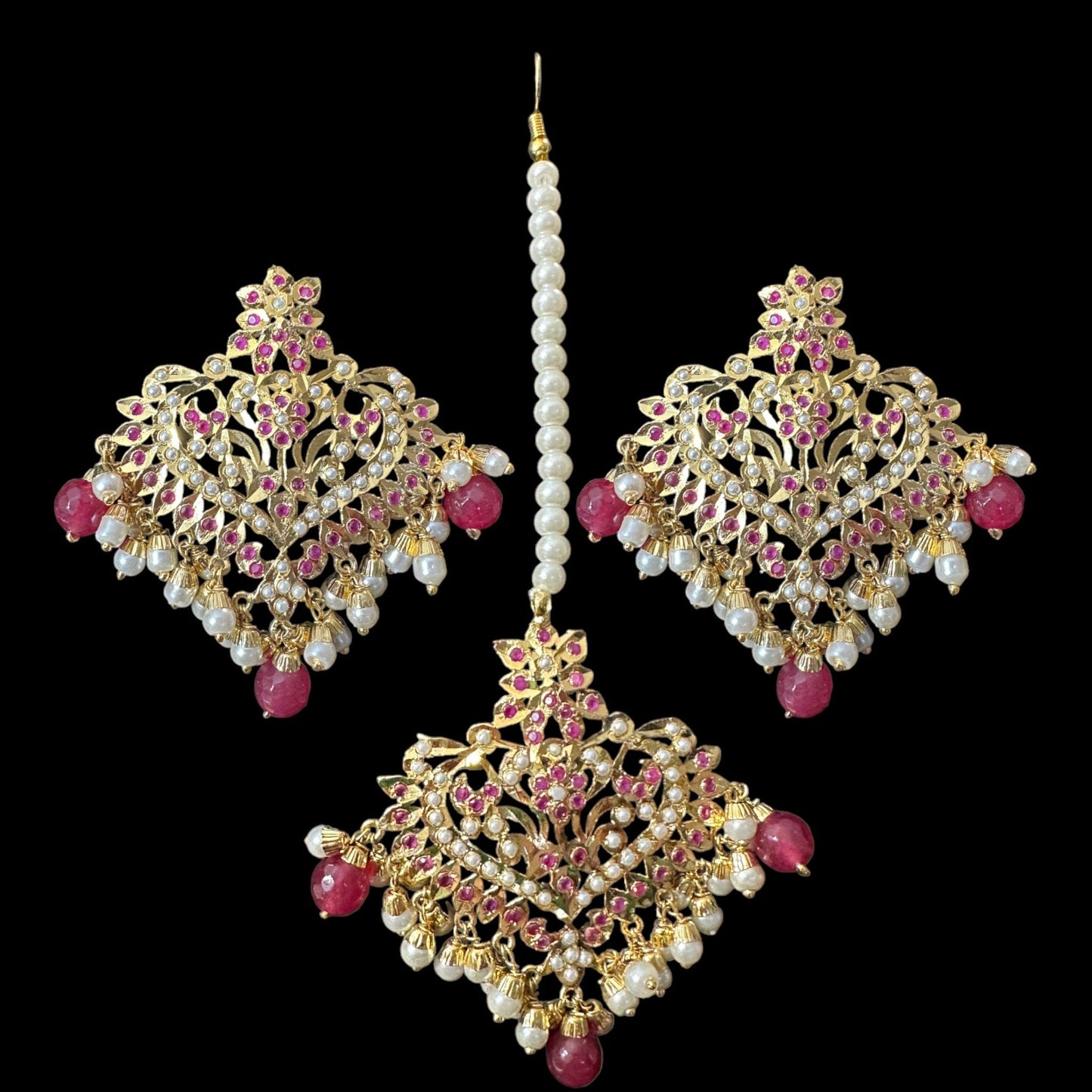 DJET55 Afreen ruby   earrings tika ( READY TO SHIP )