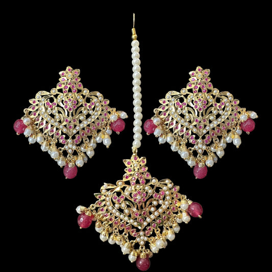 DJET55 Afreen ruby   earrings tika ( READY TO SHIP )