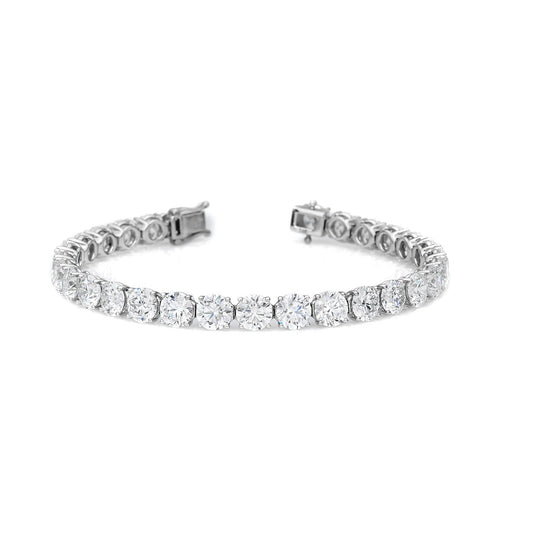 Natural Diamond Hand-Crafted Tennis Airline Bracelet in 14K White Gold – 22.48ctw