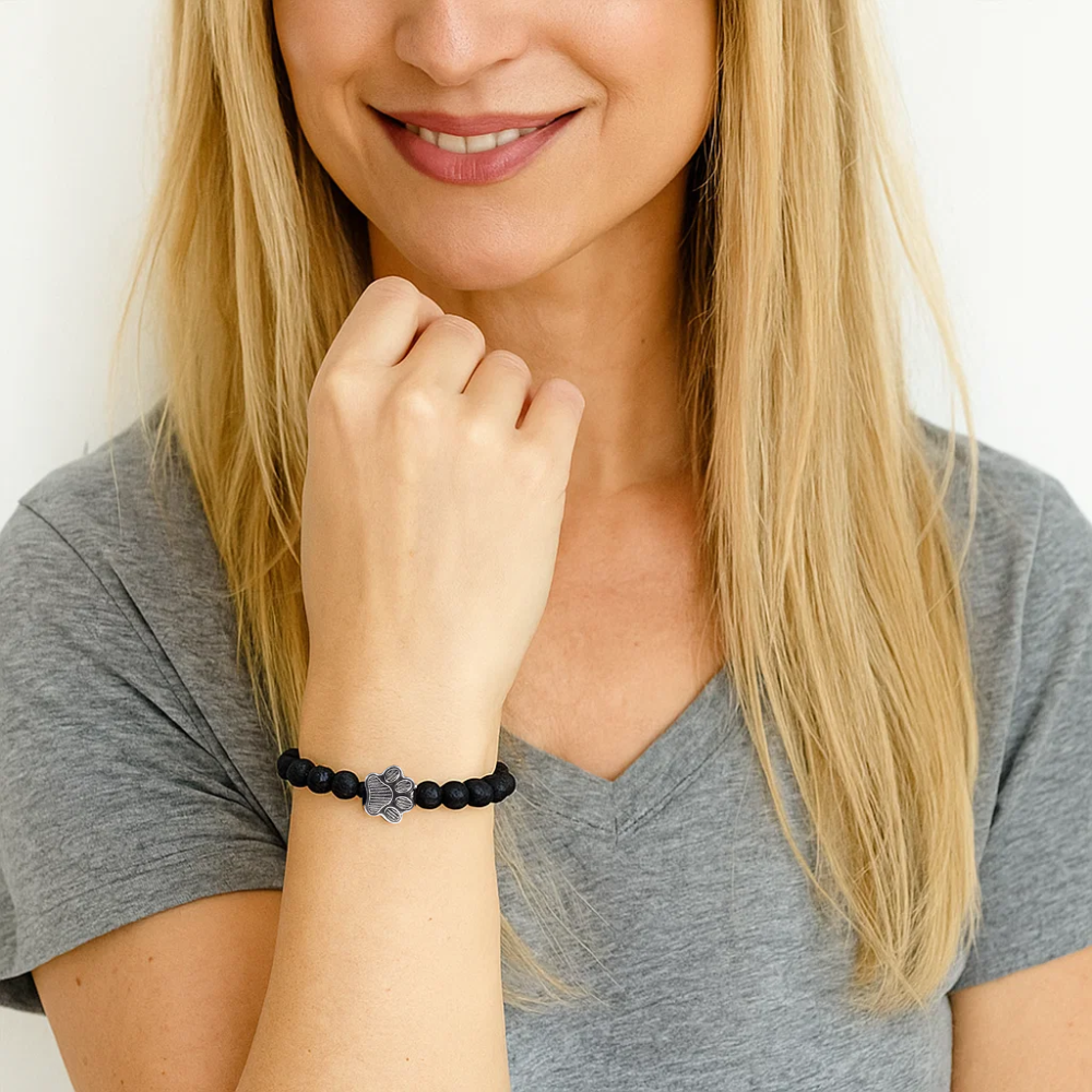 PawZee Ebony Paw Print Charm Bracelet