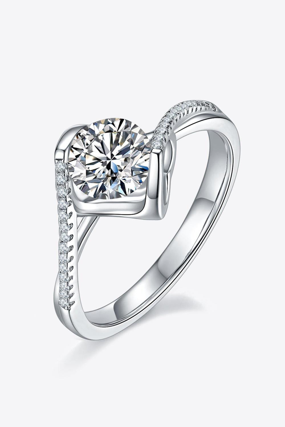 1 Carat Brilliant Round Cut Sparkala™ Platinum Over Pure Sterling Silver Twisted Ring