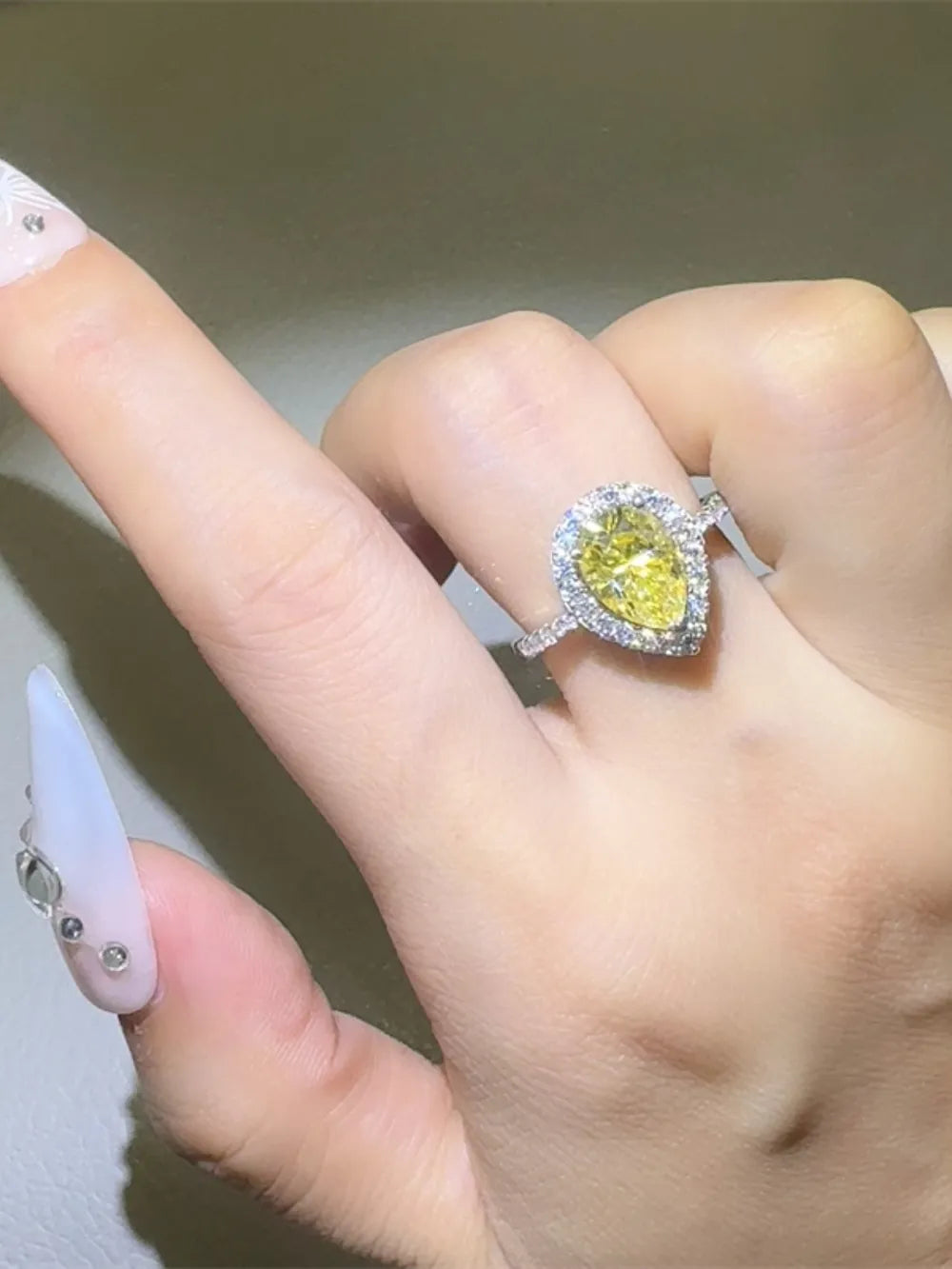 2 Carat Sparkala™ 925 Sterling Silver Teardrop Shape Ring