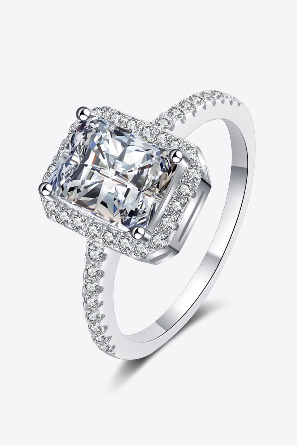 2 Carat Radiant-Cut Sparkala™ 925 Rhodium Over Sterling Silver Halo Ring