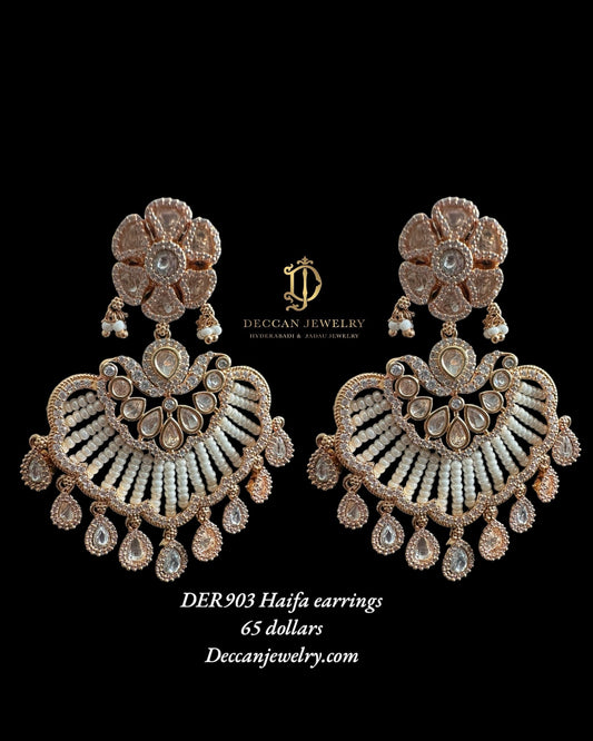 DER903 Haifa Polki earrings - Pearls( READY TO SHIP )