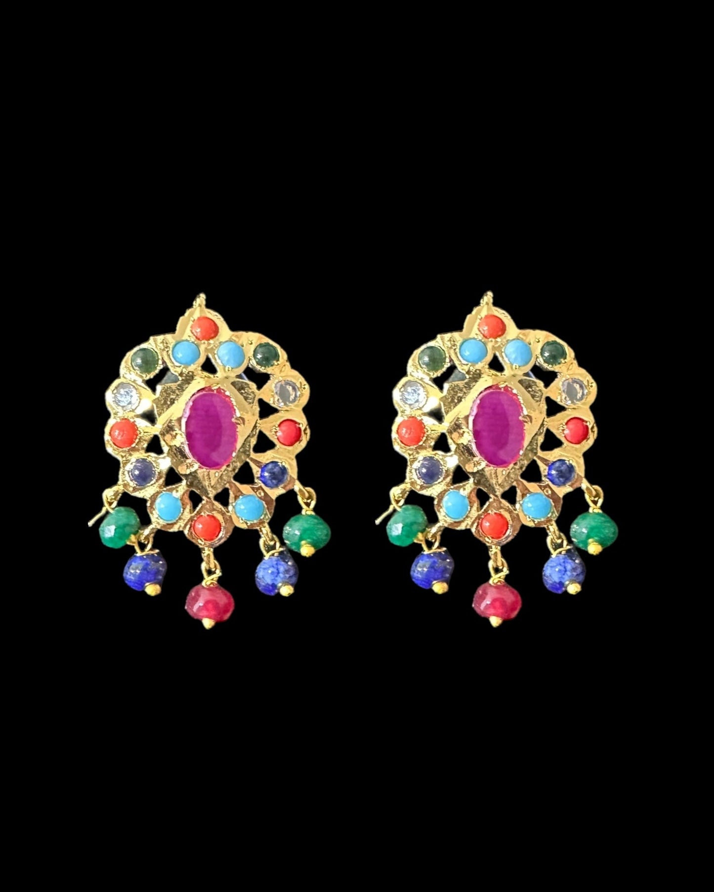 NS214 Meeraj necklace set ( navratan   ) ( READY TO SHIP )
