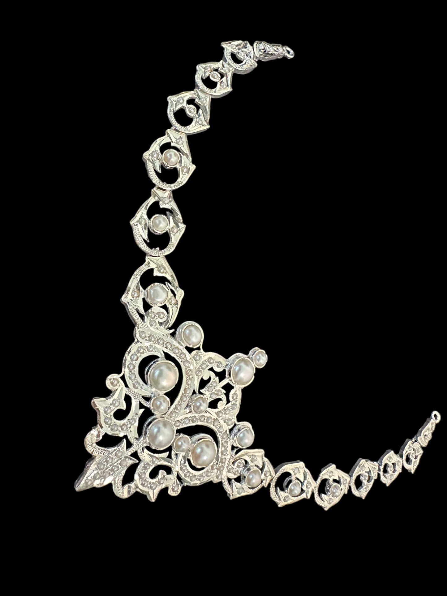 92.5 silver necklace set with fresh water pearls  ( READY TO SHIP )