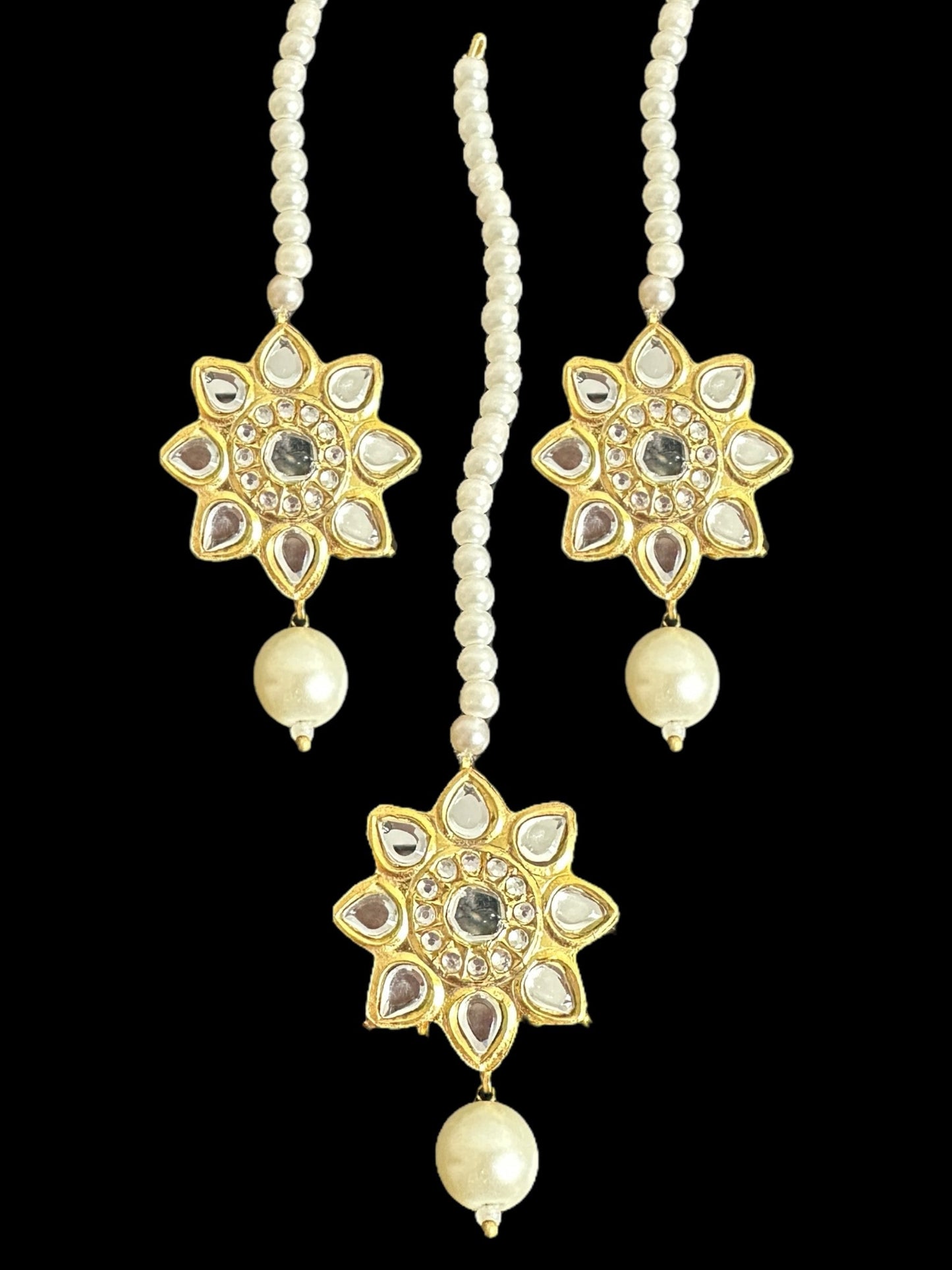 DJET72 Sitara kundan earrings tika ( READY TO SHIP )