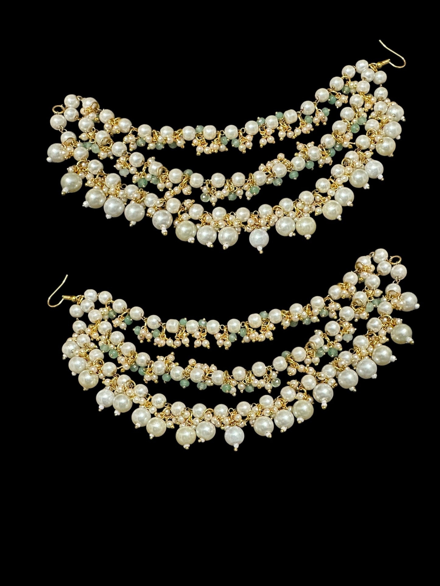DES2 pearl ear supports - mint green beads   (READY TO SHIP)