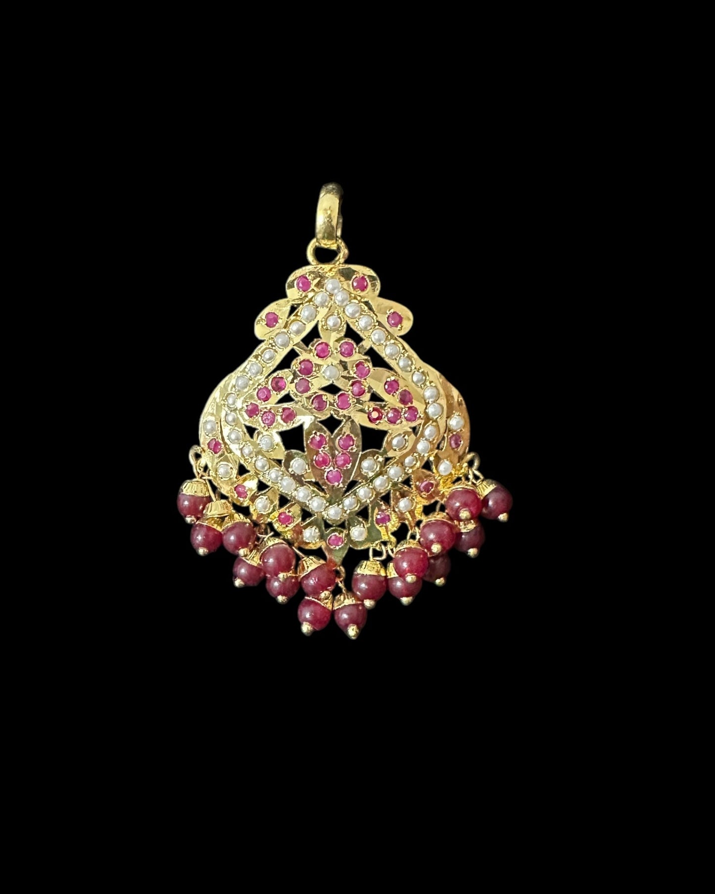 PS547 Ayeza jadau ruby pearl pendant set ( READY TO SHIP  )