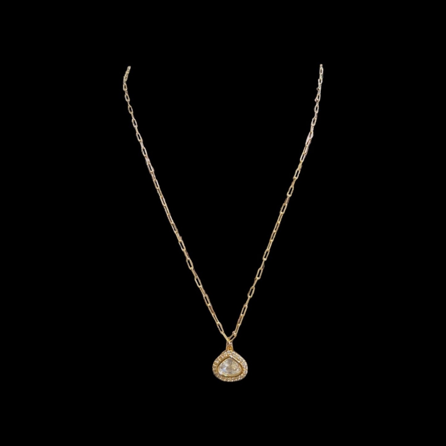 PS475 Polki gold plated pendant set ( READY TO SHIP )