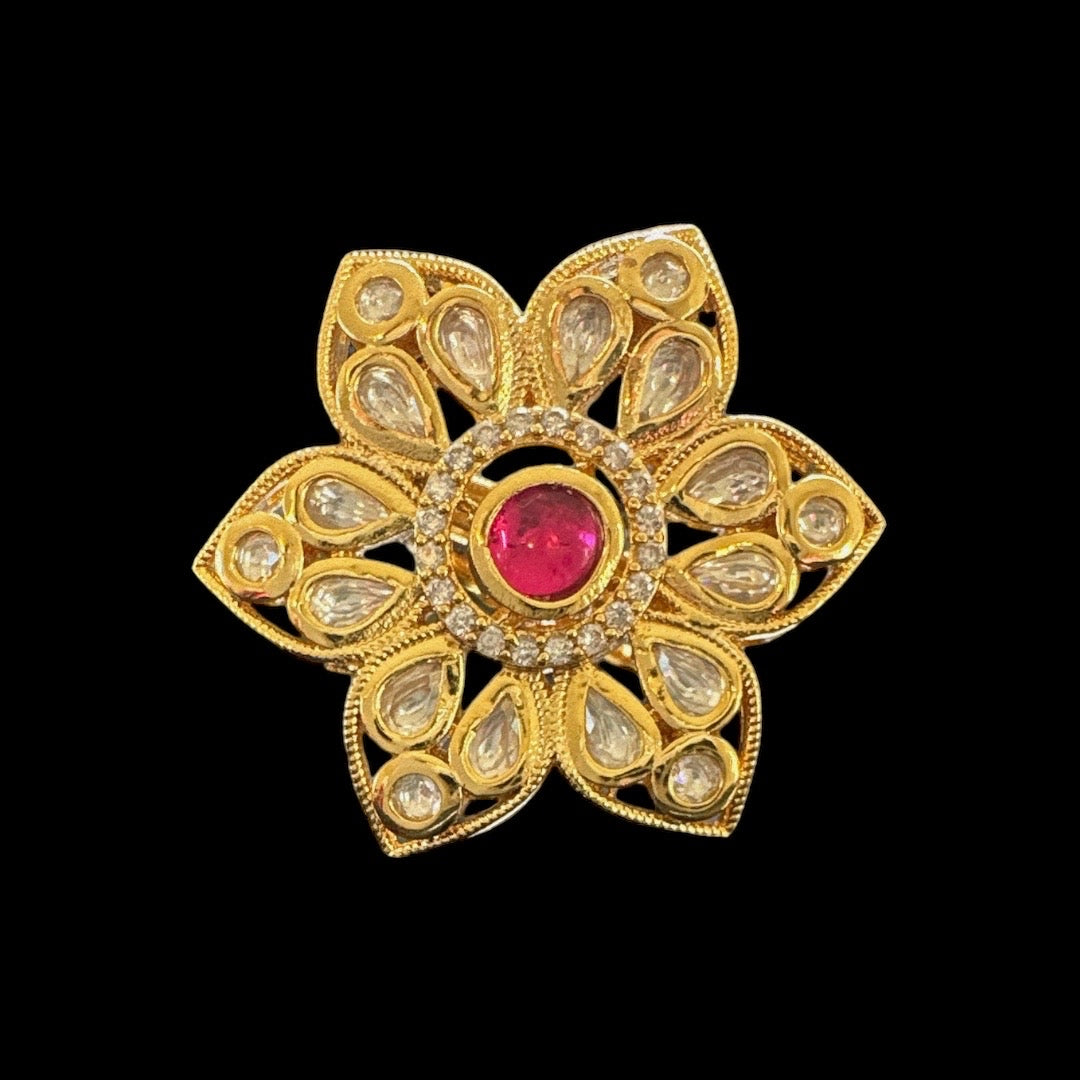 DJR92 Polki ring - ruby  ( READY TO SHIP)