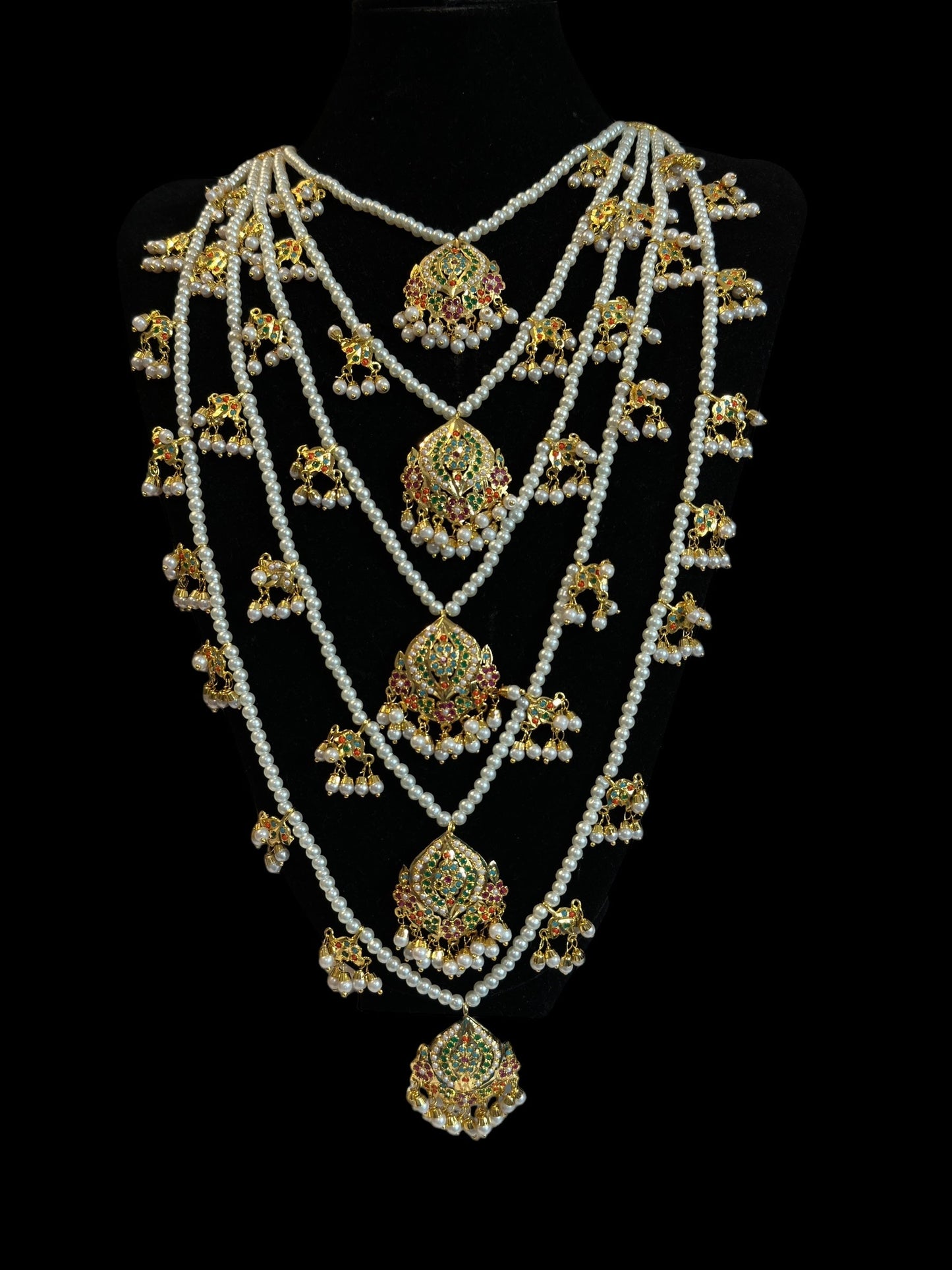 SAT111 Anya jadau 5 layered / satlada in Navratan ( READY TO SHIP )