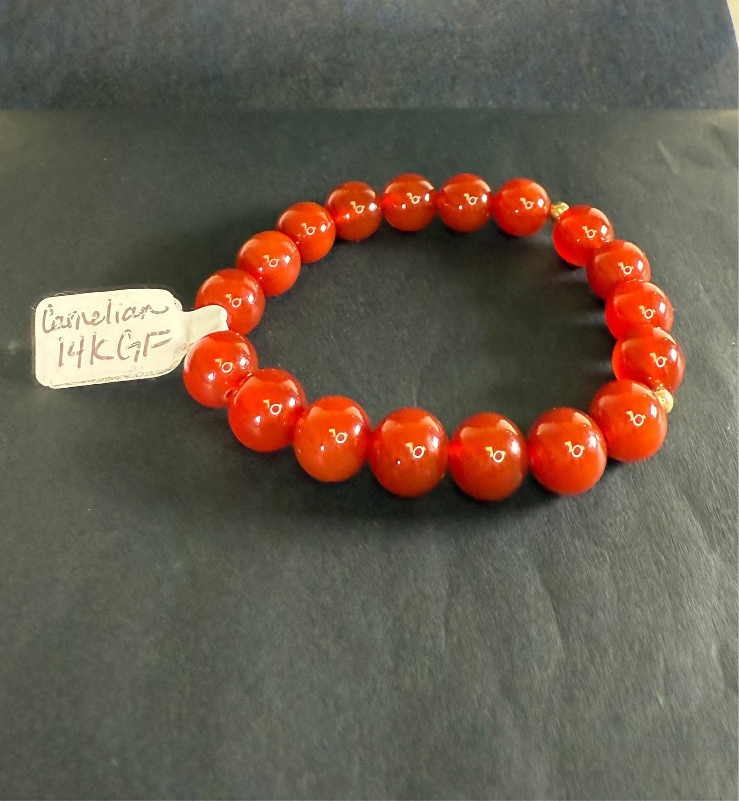 Handmade Carnelian Bracelet with 14k GF spacers