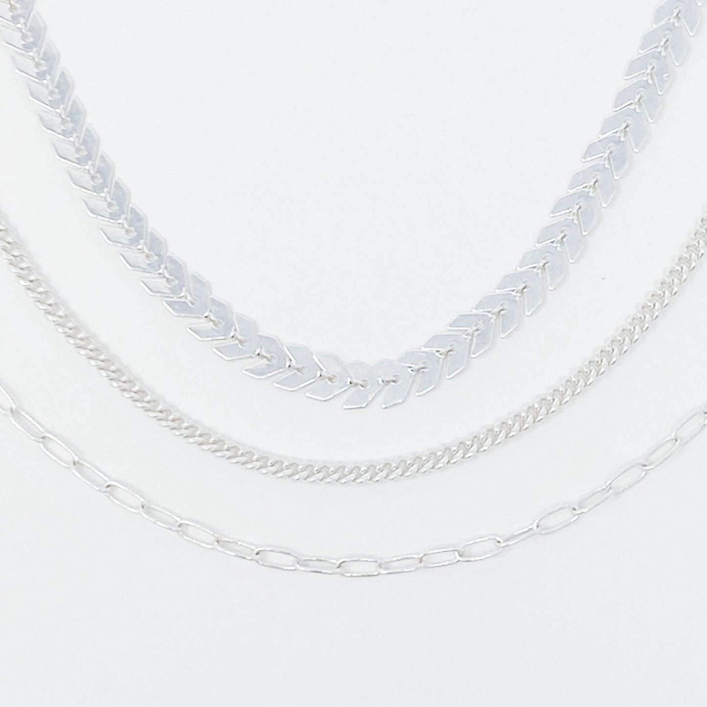 Chevron Chain Anklet, Set of 3