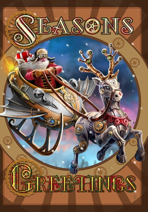 Steampunk Santa Yule Card