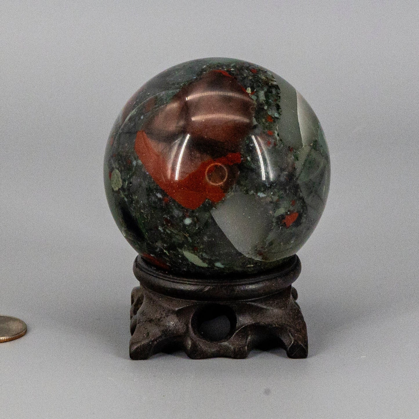 African Bloodstone Sphere w/t Stand 70mm