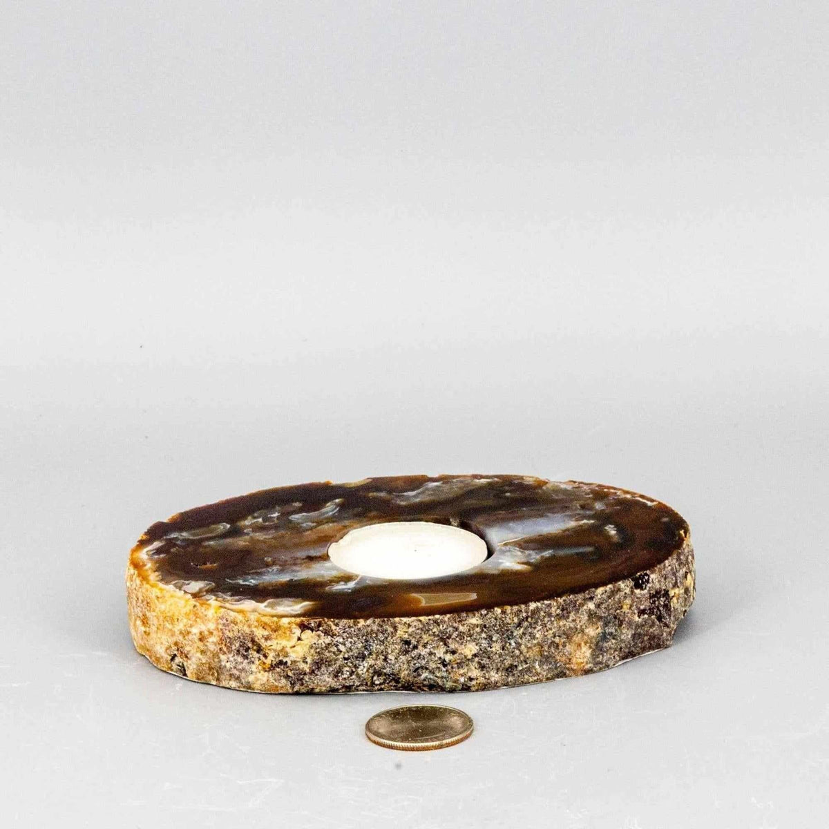 Agate Crystal Slice Tea Light Candle Holder Natural