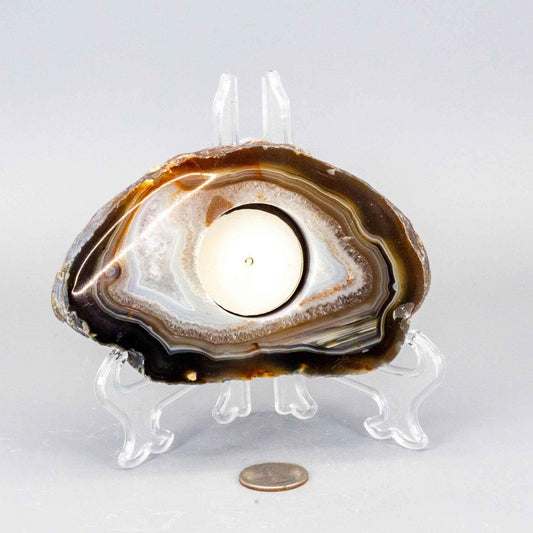 Agate Crystal Slice Tea Light Candle Holder Natural