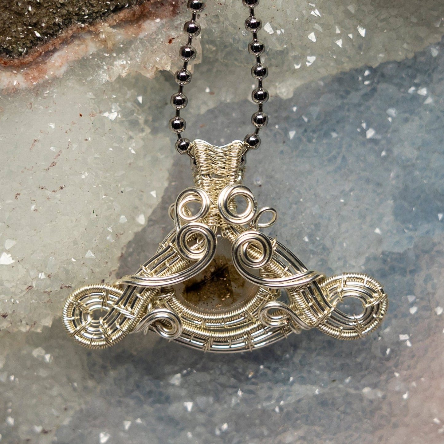 Agate "Eye" Wire Wrap Crystal Pendant