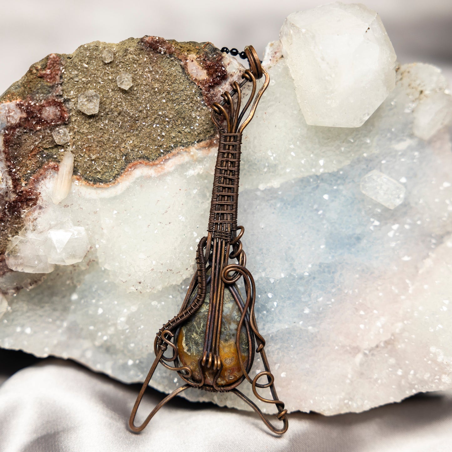 Agate "Guitar" Wire Wrap Crystal Pendant