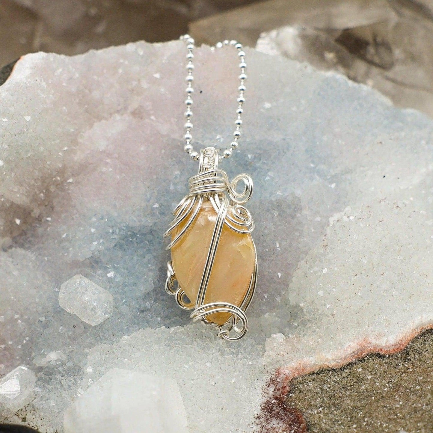 Agate Oval Wire Wrap Pendant 1.75 Inch