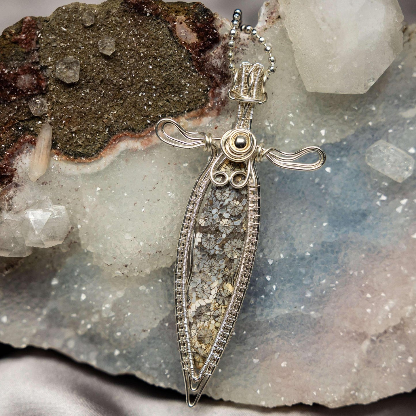 Agatized Coral Wire Wrap Pendant