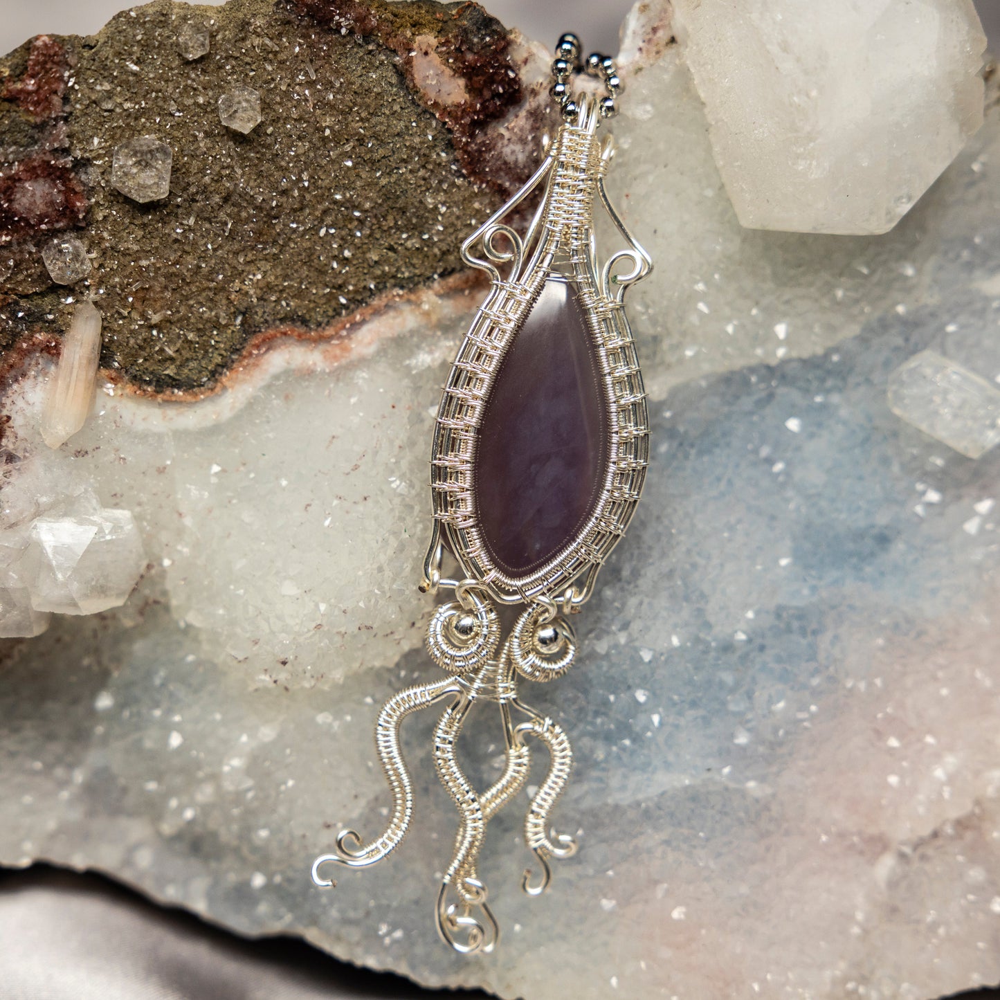 Amethyst "Octopus" Wire Wrap Crystal Pendant