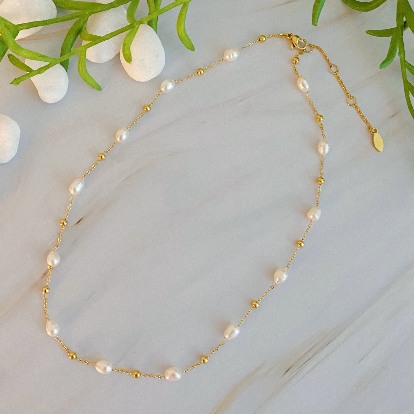 Ashley Freshwater Pearl Necklace - Waterproof Steel