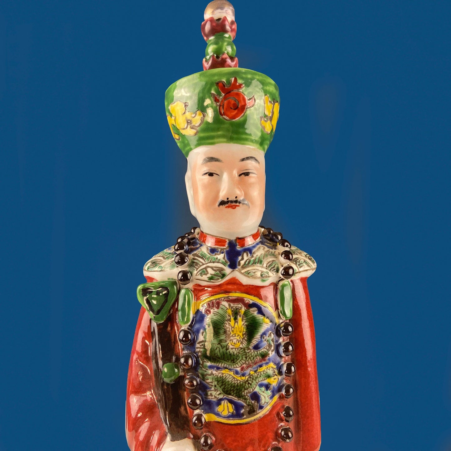 3 Ceramic Sculptures of Asian Royal Advisors or Immortals. Collection of Large Figurines of Asian Men in Traditional Chinese Clothing. Home Decor.