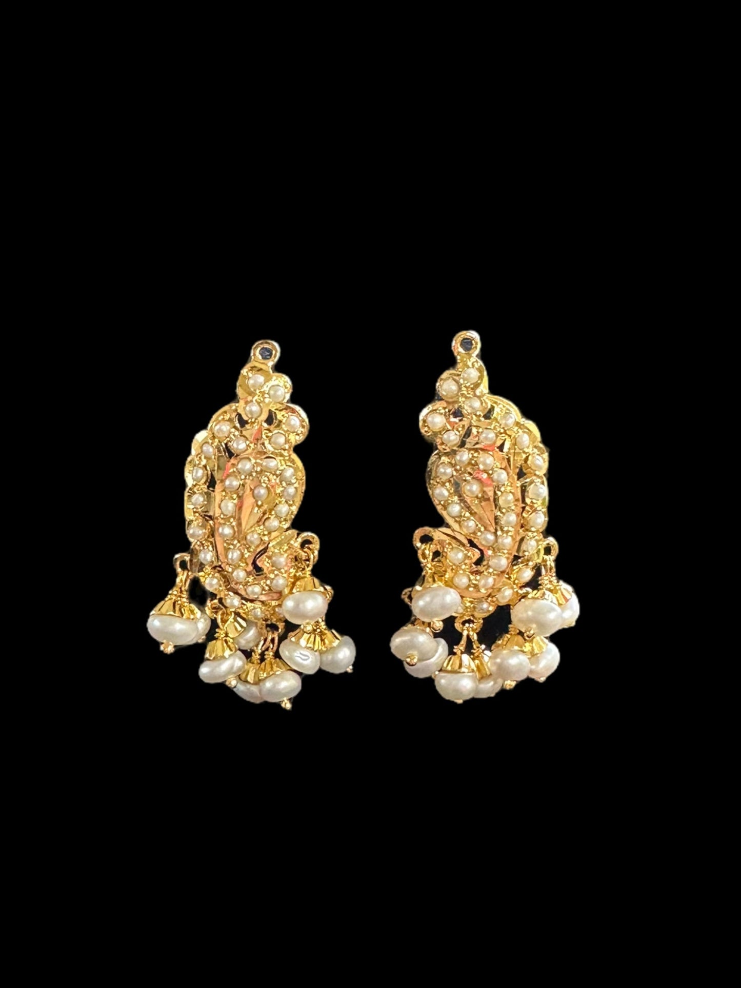 Gold-Plated Jadau Silver Pendant Set with Freshwater Pearls( READY TO SHIP )