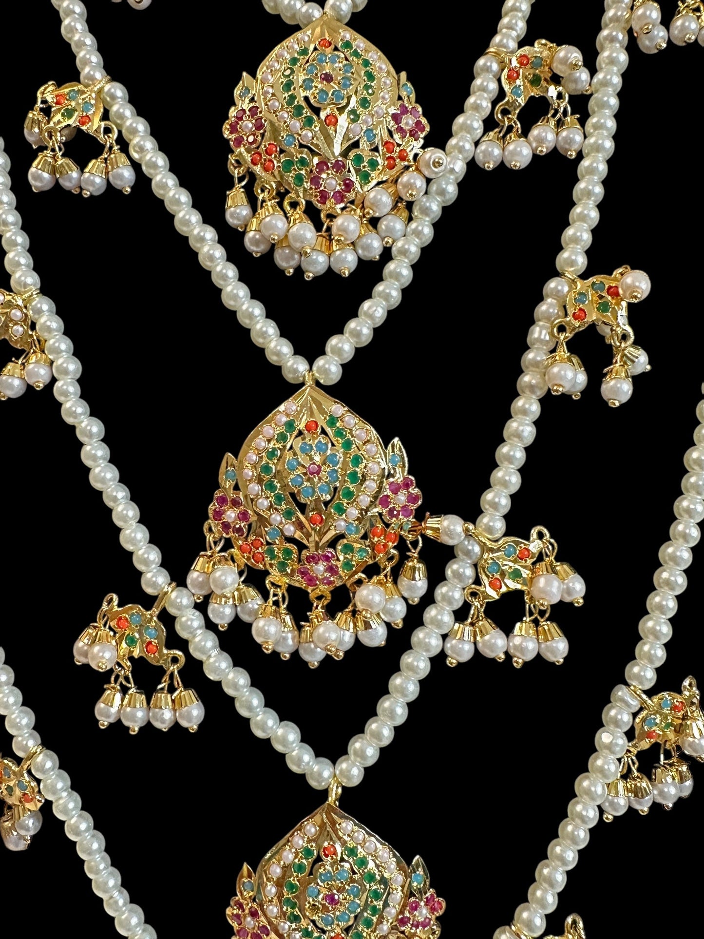 SAT111 Anya jadau 5 layered / satlada in Navratan ( READY TO SHIP )