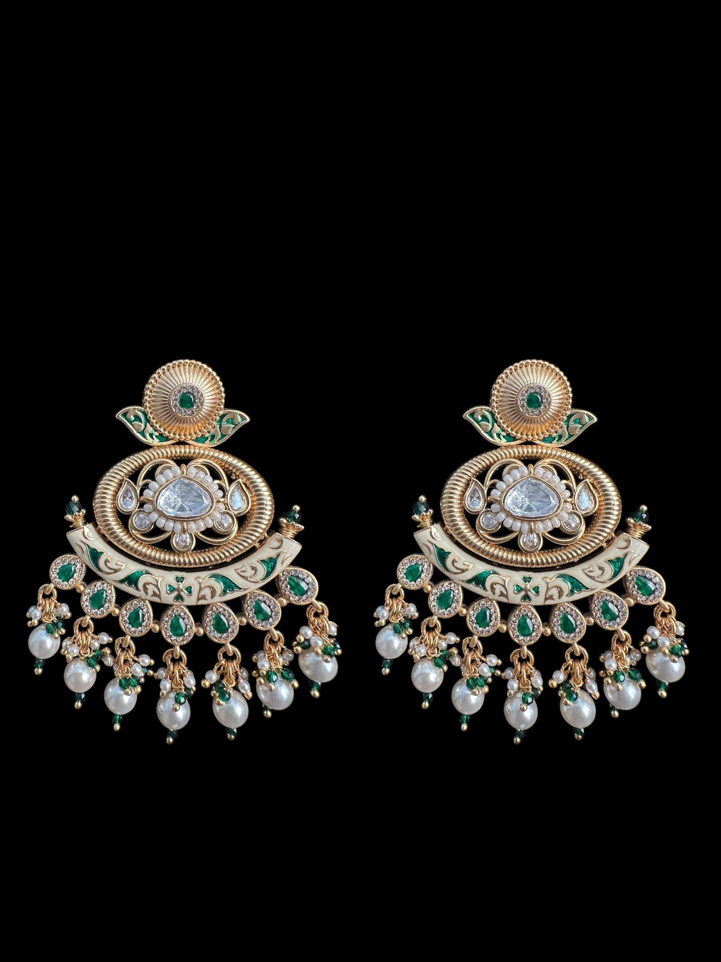 DLN84 Polki and meenakari set - Green ( READY TO SHIP )