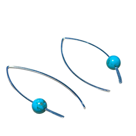Turquoise Crescent Bertoni Earrings - Sterling Silver