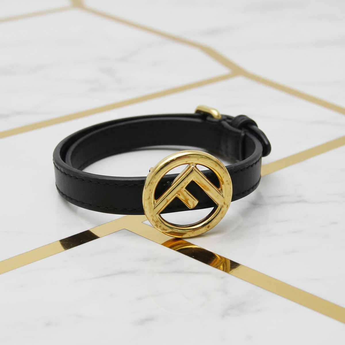 PRE-OWNED Fendi F Is · Leather Charm Bracelet