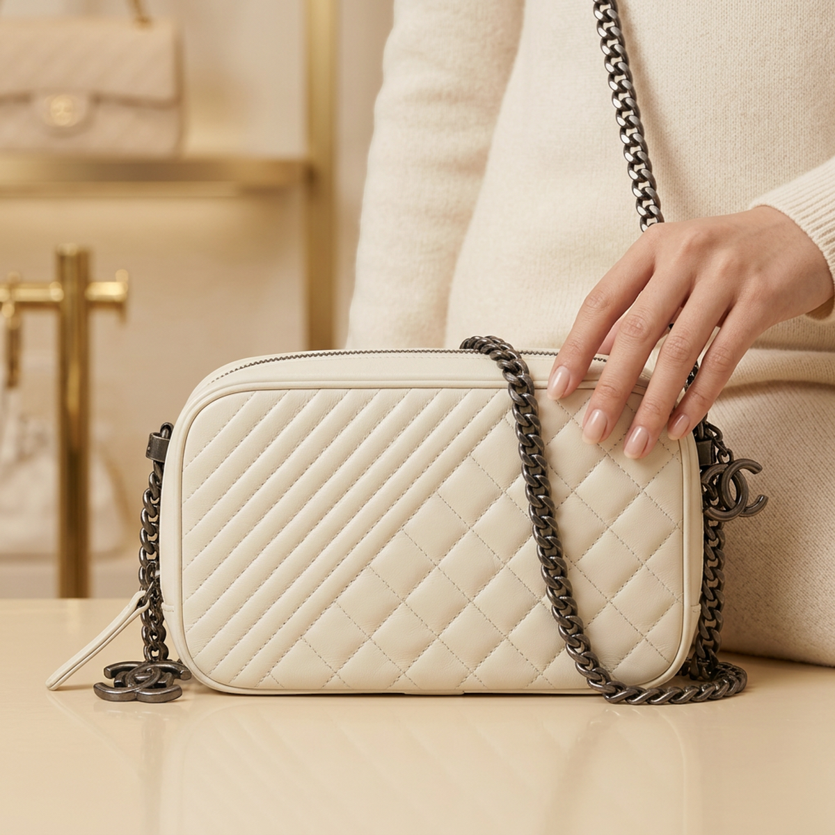 PRE-OWNED Chanel Boy Camera Bag · Lambskin