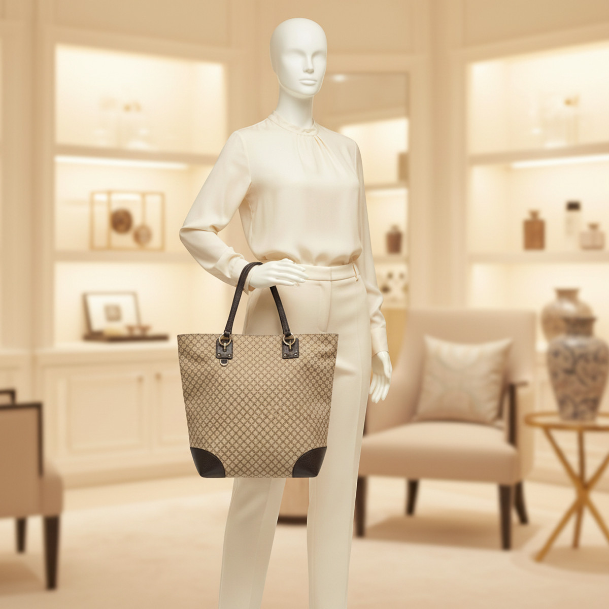 PRE-OWNED Gucci Diamante · Canvas Tote