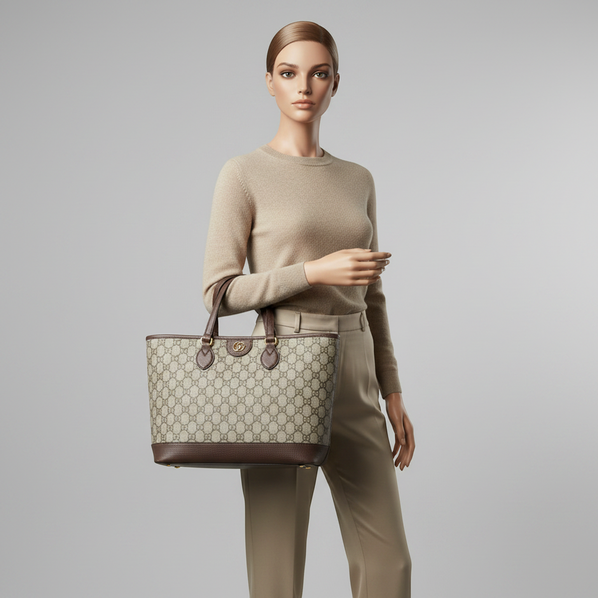 PRE-OWNED Gucci Double G · GG Supreme Tote