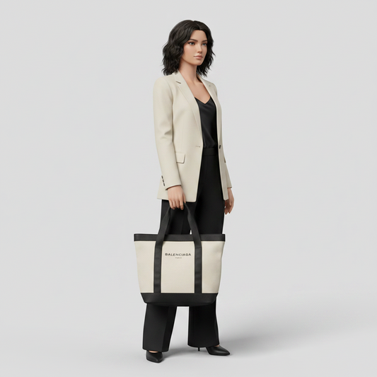 PRE-OWNED Balenciaga Navy Tote · Canvas