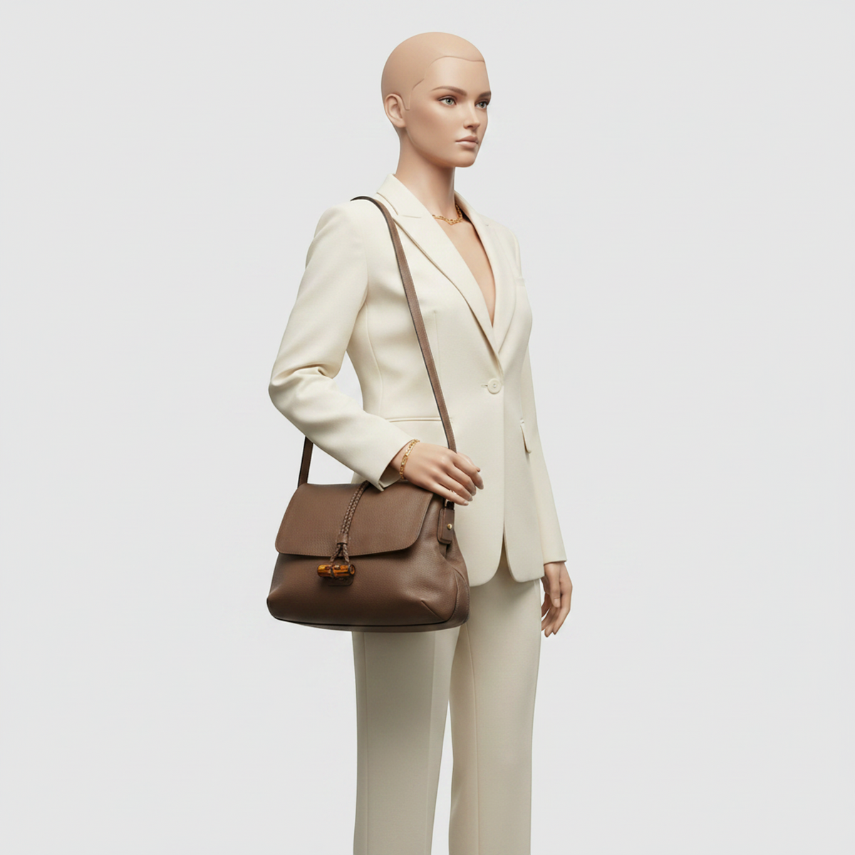 PRE-OWNED Gucci Bamboo · Leather Shoulder Bag
