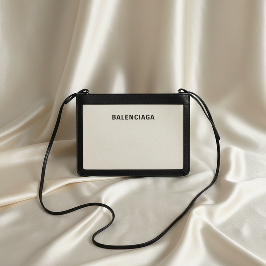 PRE-OWNED Balenciaga Navy Pochette · Canvas & Leather