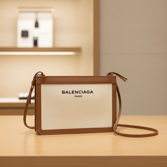 PRE-OWNED Balenciaga Navy Pochette · Canvas