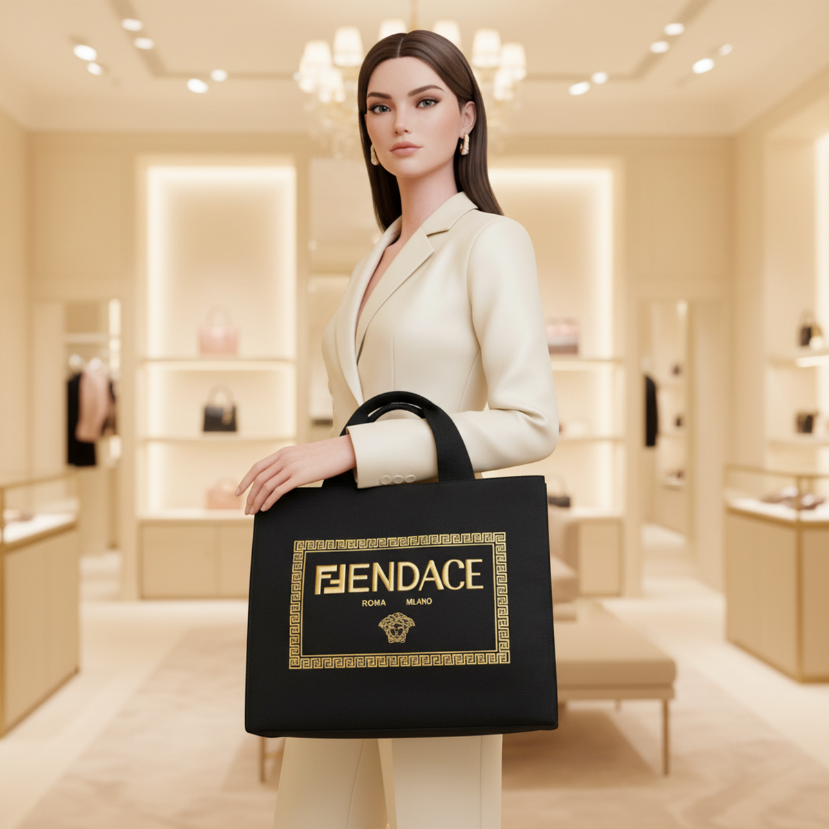 PRE-OWNED Fendi x Versace Fendace · Canvas Tote