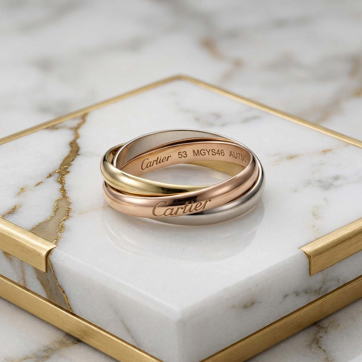 PRE-OWNED Cartier Trinity · Tri-Gold Size 6.25