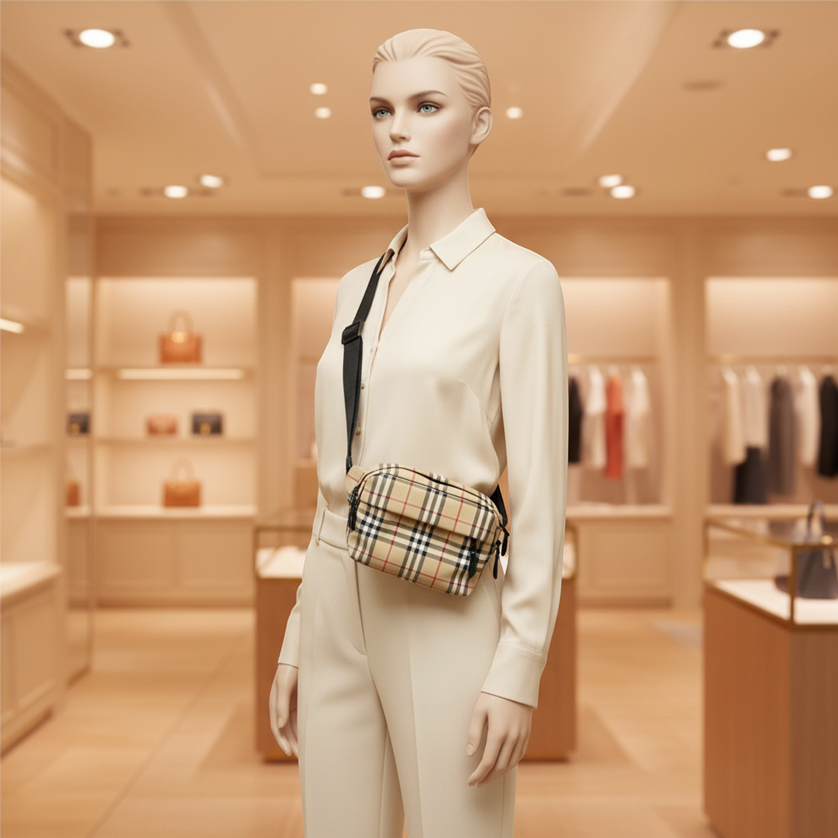 PRE-OWNED Burberry Paddy · Check Nylon Crossbody