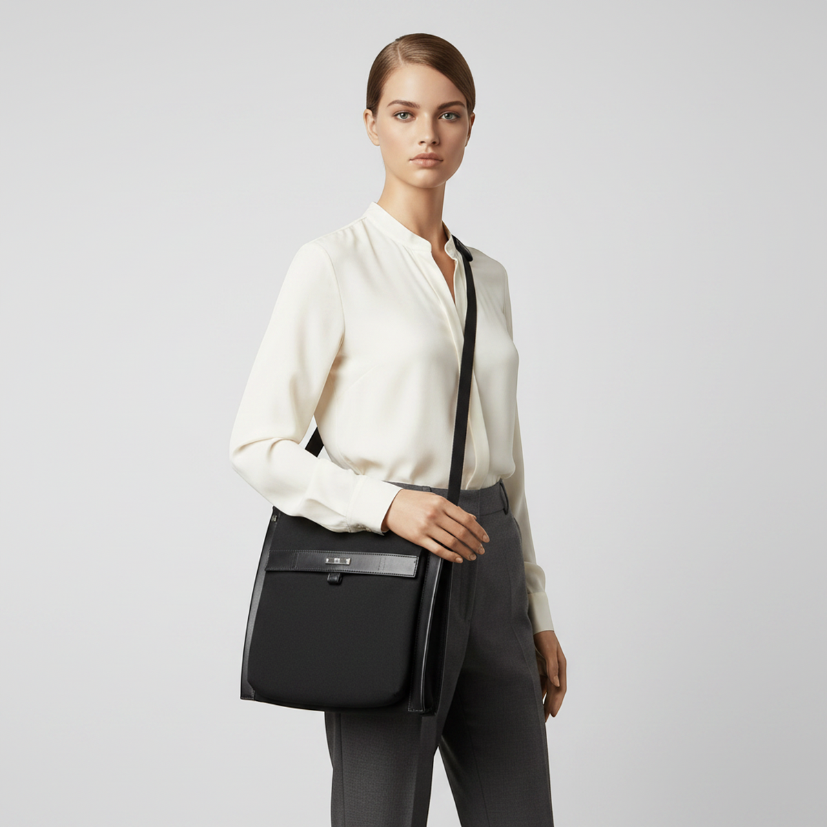 PRE-OWNED Gucci Nylon & Leather Shoulder Bag