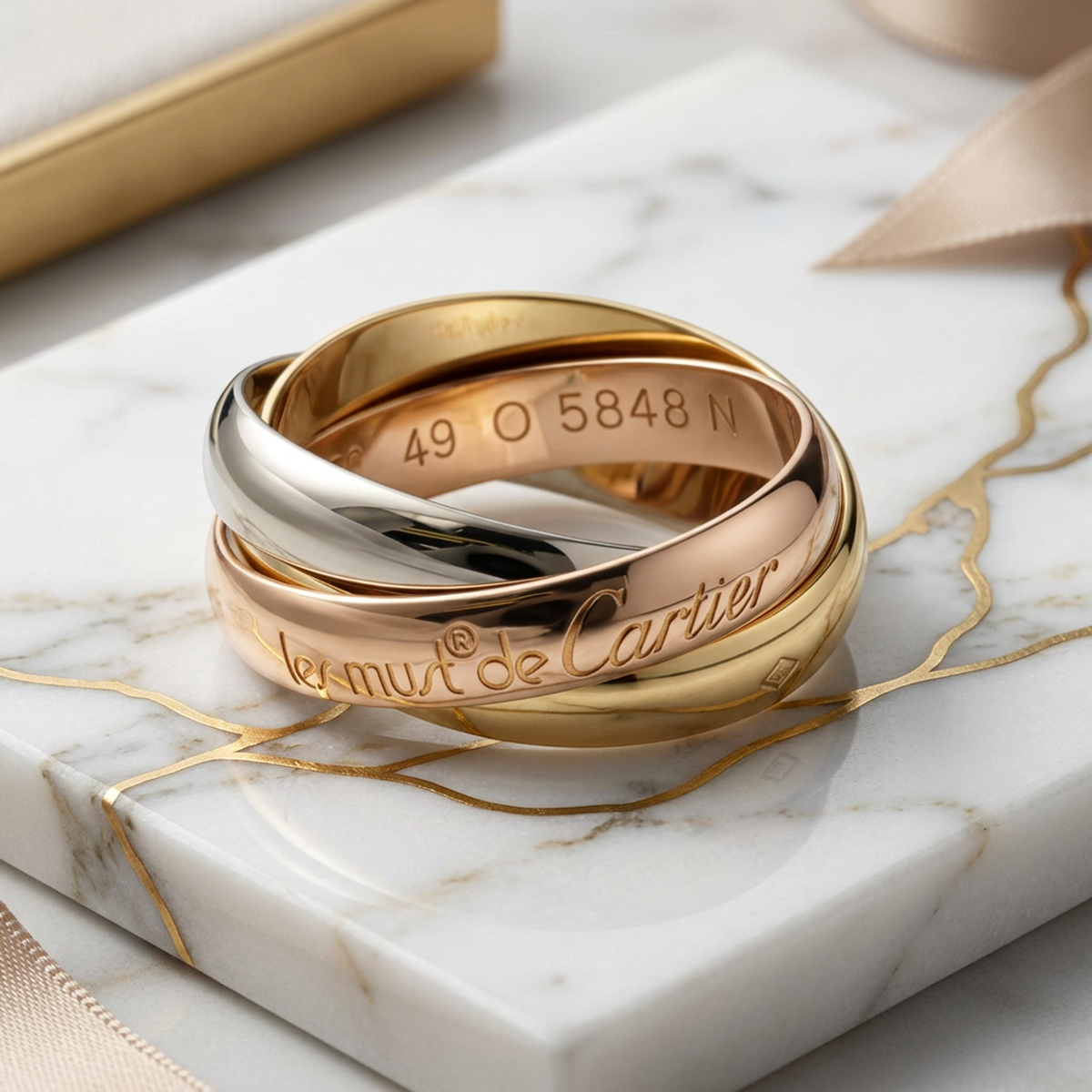 PRE-OWNED Cartier Trinity · Tri-Gold Size 4.75
