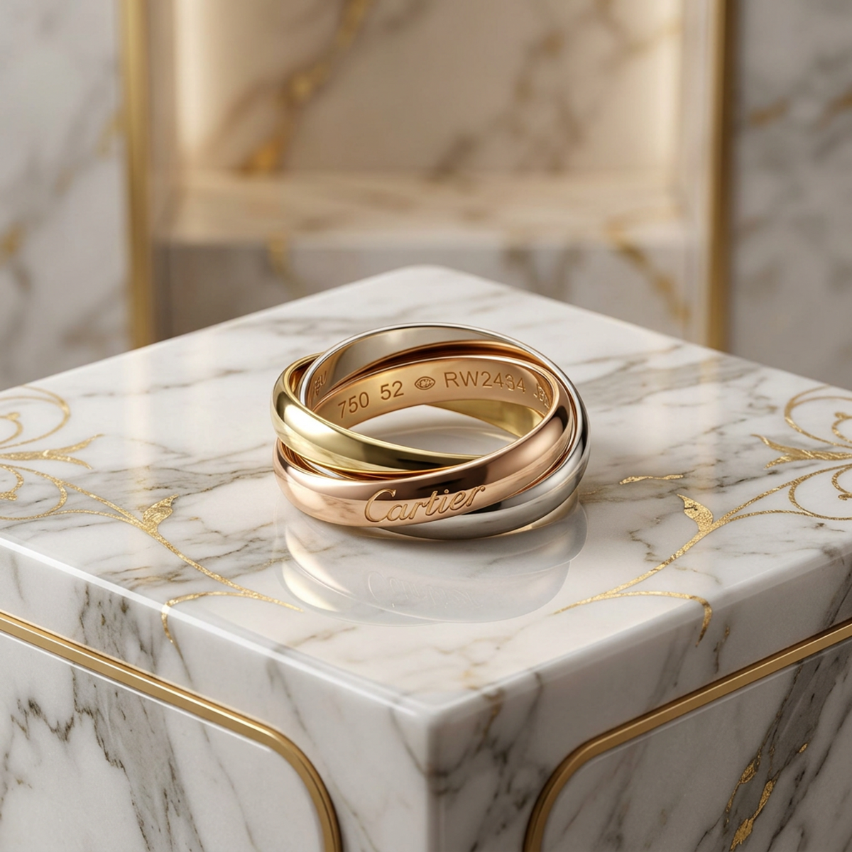 PRE-OWNED Cartier Trinity · Tri-Gold Size 6