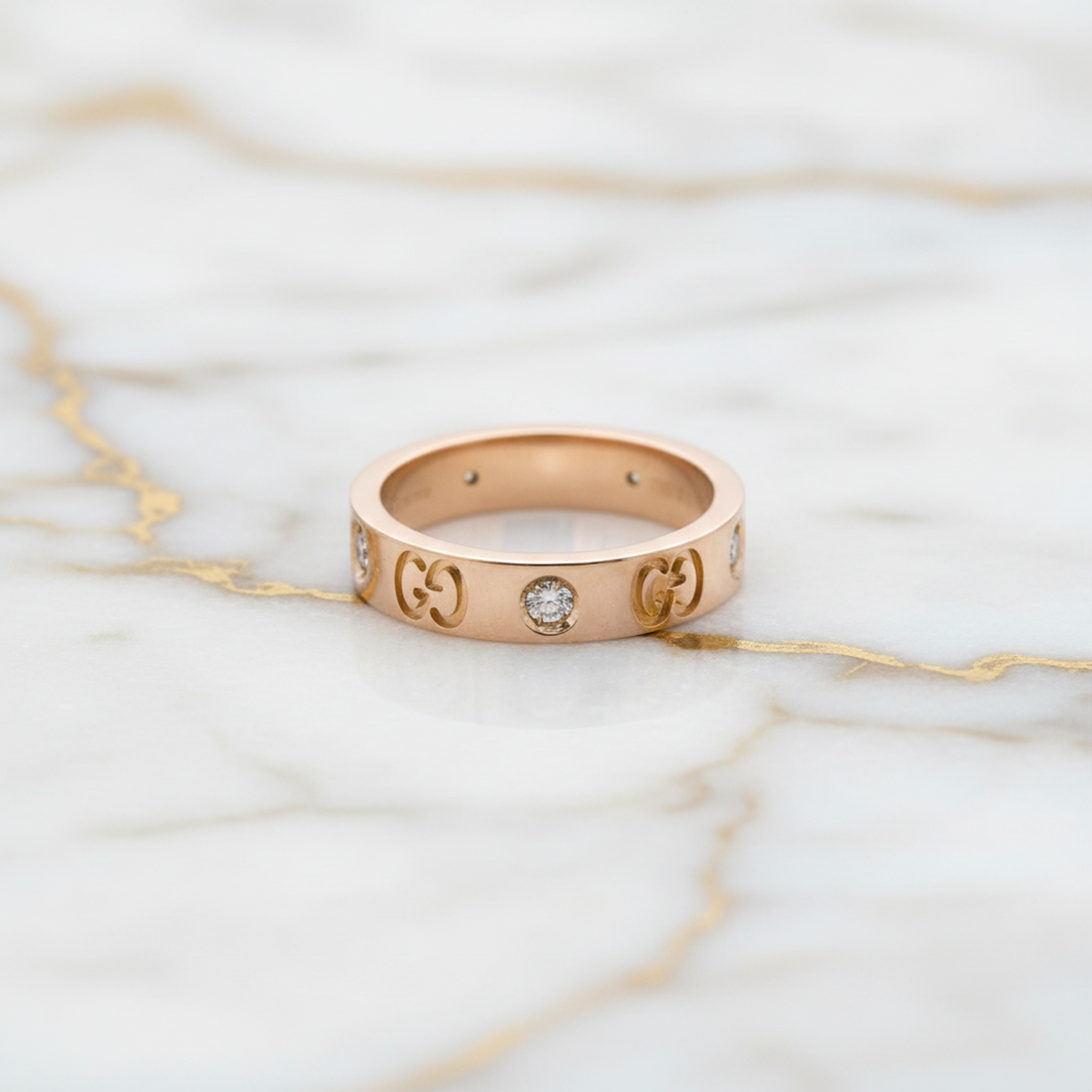 PRE-OWNED Gucci Icon · Rose Gold · Diamond Size 5