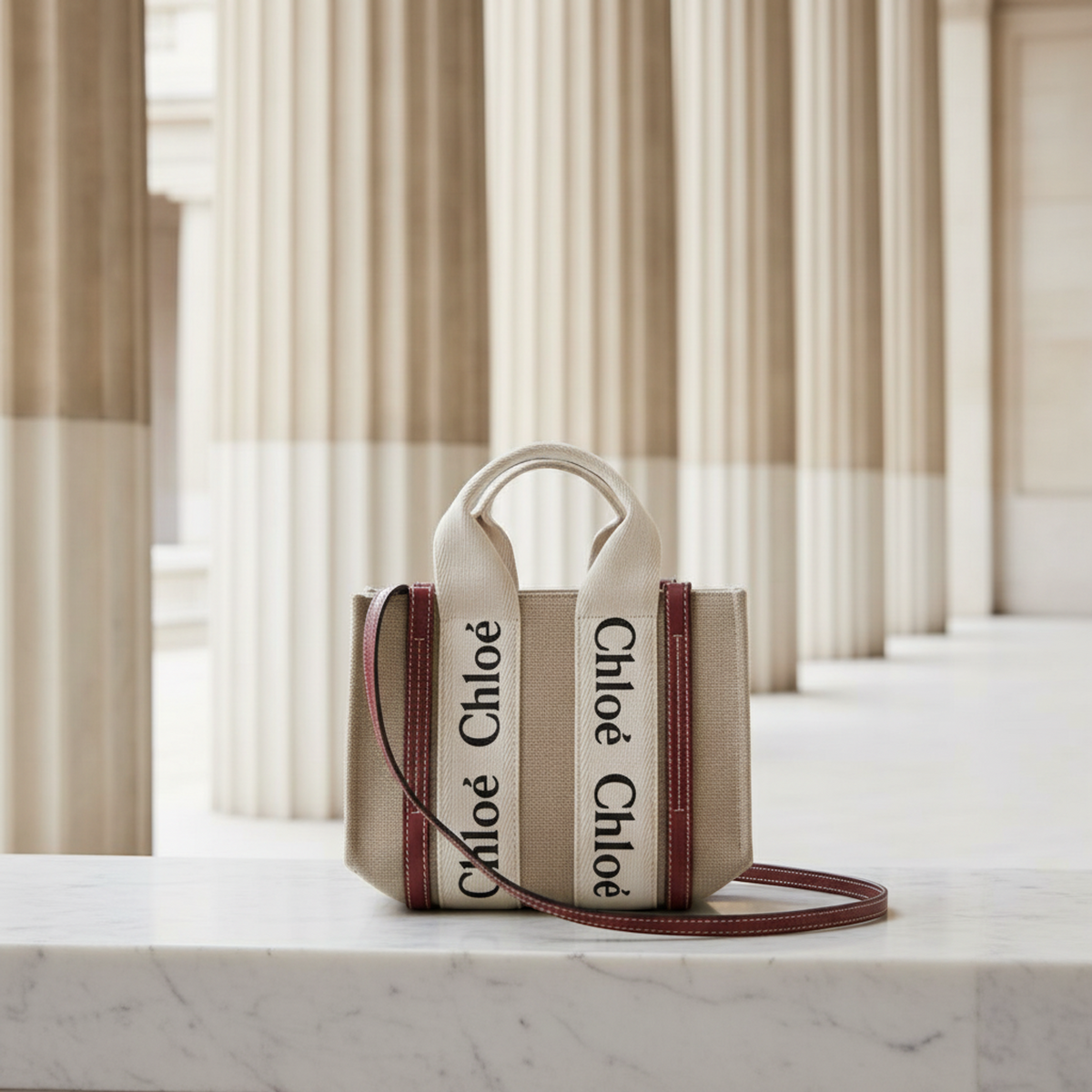 PRE-OWNED Chloé Woody Mini · Canvas & Leather