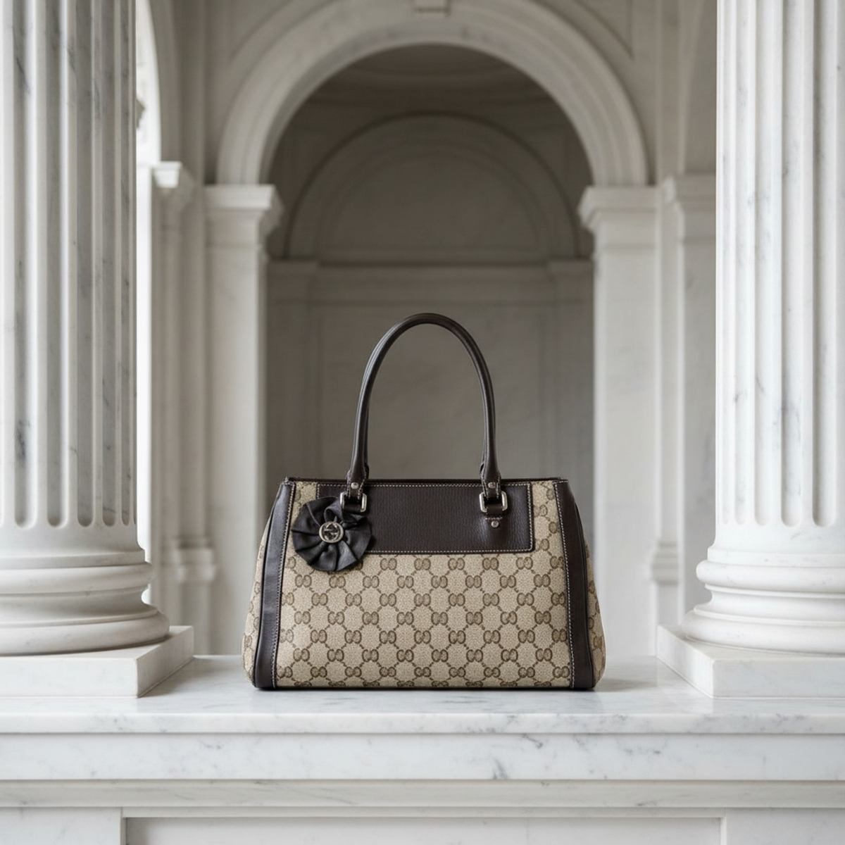 PRE-OWNED Gucci GG Canvas · Leather Handbag